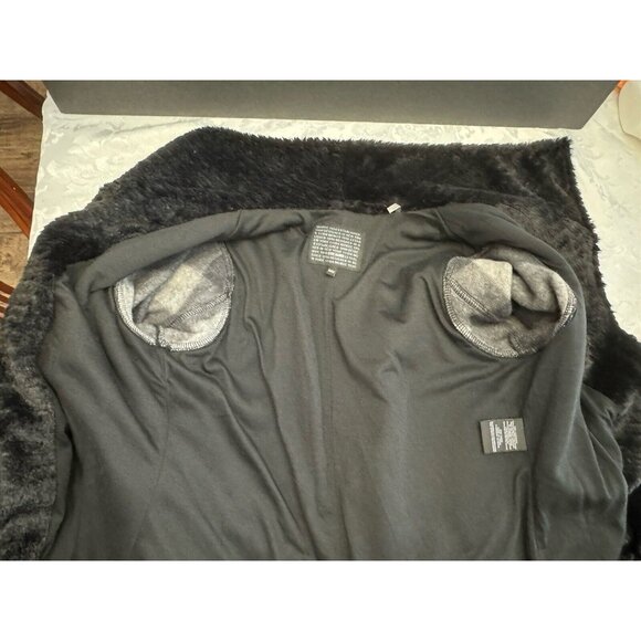 Steve Madden Size Med Lake Ode‎ Faux Fur Buffalo Plaid Check Gray Black Coat - Picture 6 of 14